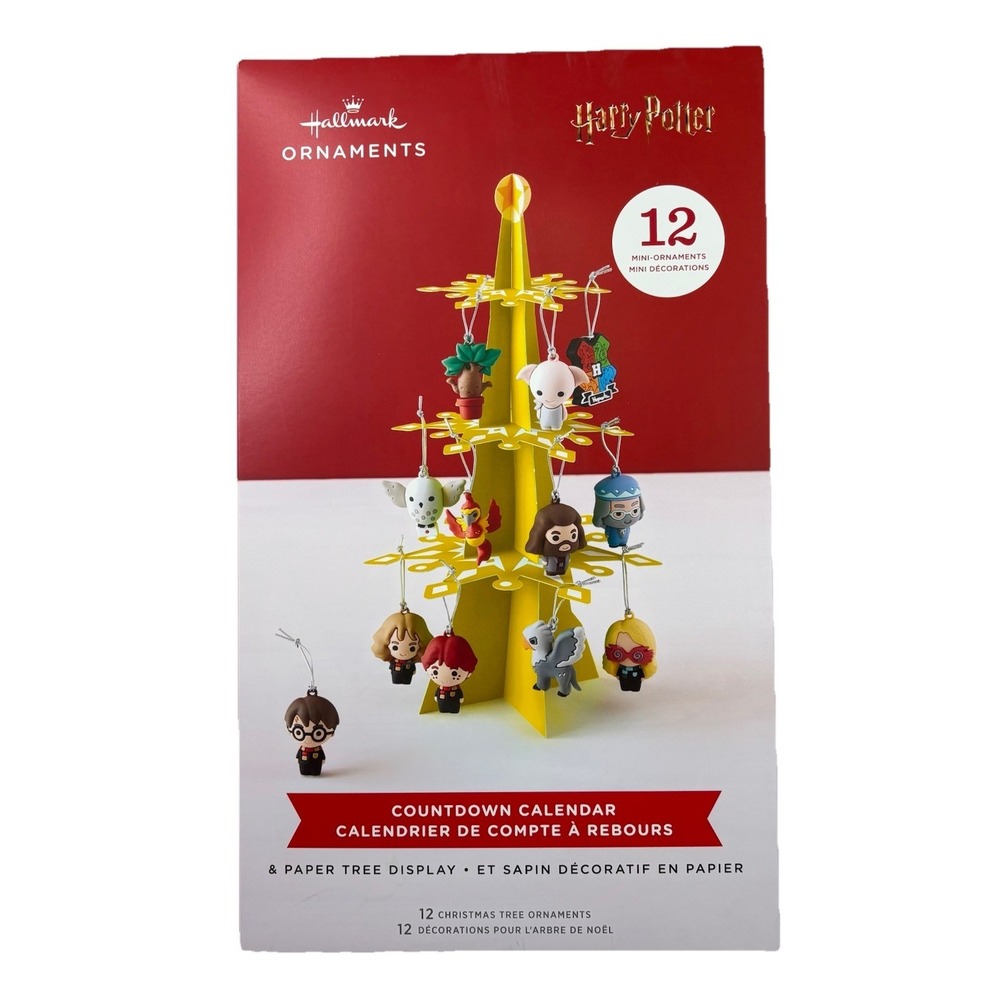 Hallmark Harry Potter Countdown‎ Calendar 12 Mini Christmas Ornaments & Display